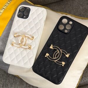 Luxury Quilted Phone Case with Gold Accent